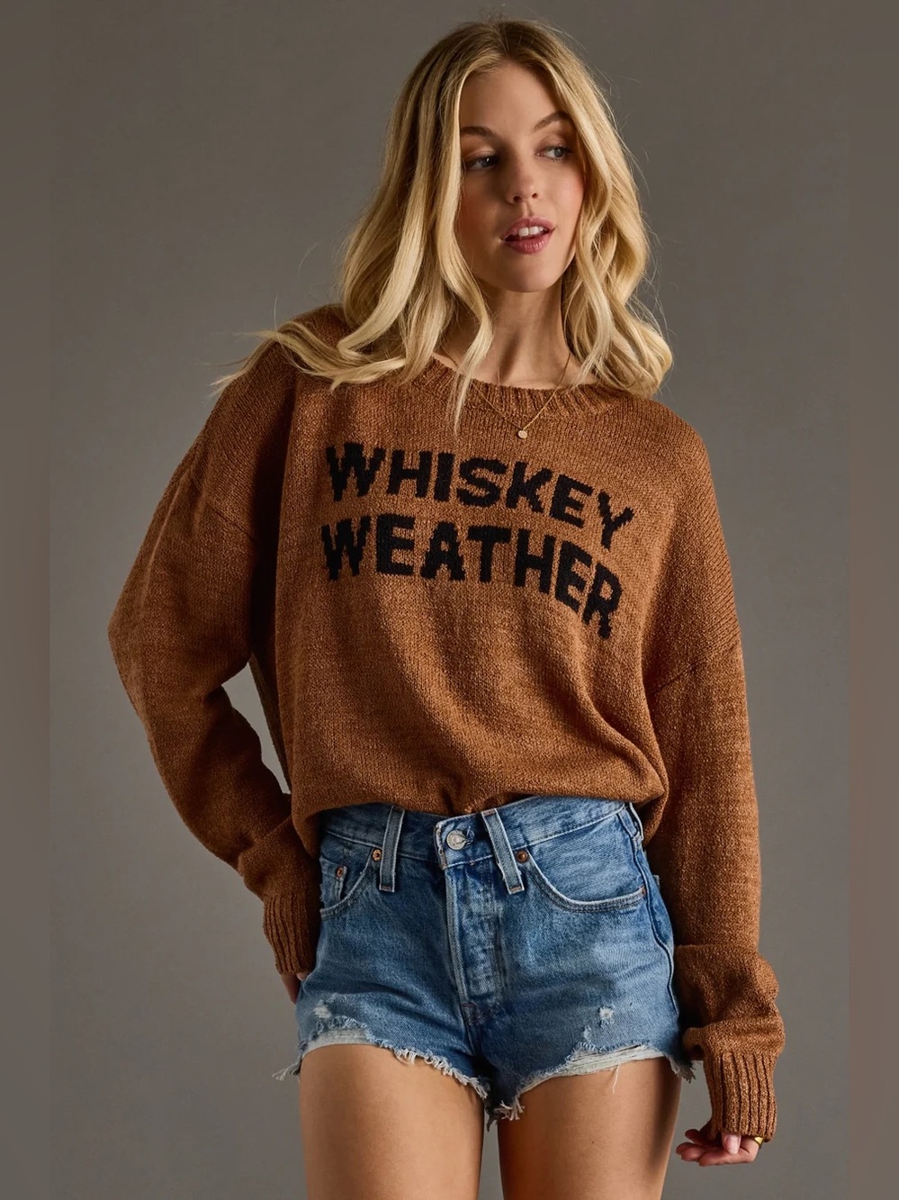 Whiskey Weather brown lightweight sweater by Panache Apparel, size small